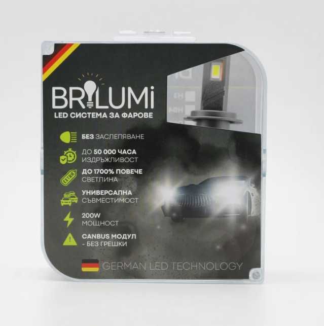 LED крушки за фарове H7 - BRILUMI ZENITH - 200W - CANBUS 6000K