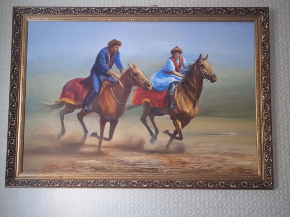 Продается картина маслом,холст Қыз қуу