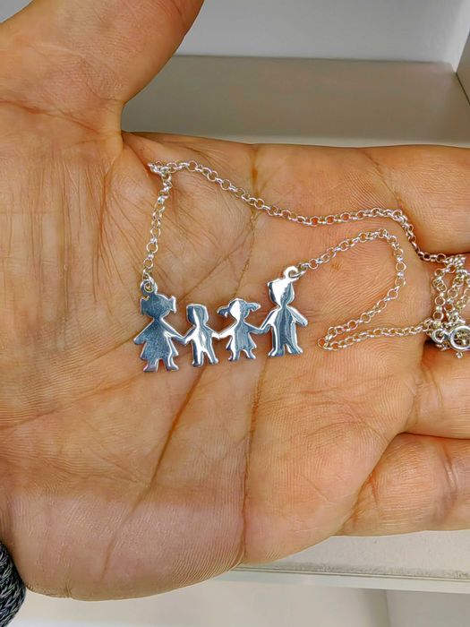 Сребърно колие, семейно колие, колие за подарък, подарък за майка