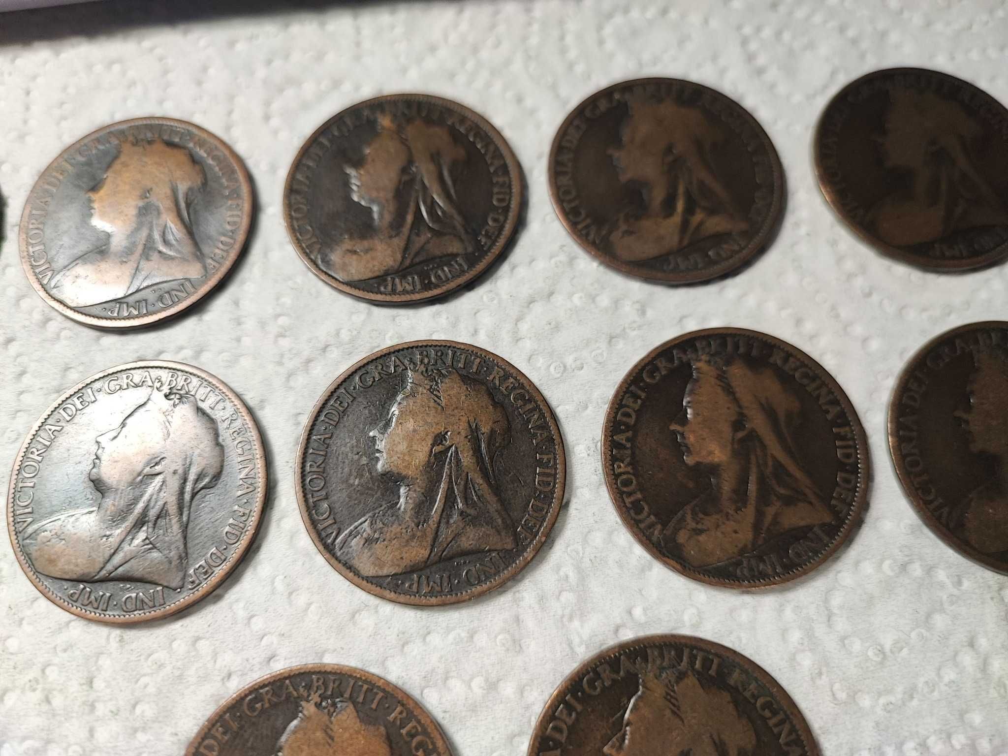 Lot vintage de 14 monede de 1 penny 1899