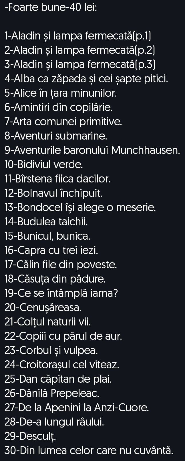 Vând/Schimb diafilme cu povești,stare-FB-40 lei buc/B-30 lei/S-15 lei.