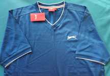 Vand tricou barbat M  mc scurta Salzenger bbc100% albastru cu eticheta