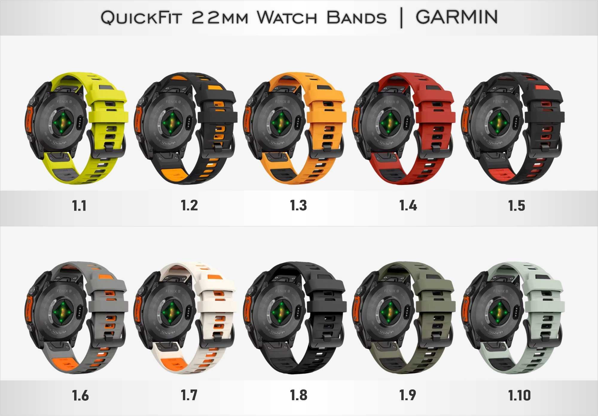 22мм QuickFit силиконови каишки за GARMIN