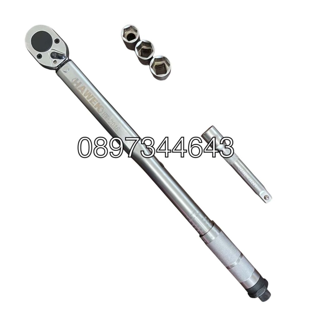 Динаметричен ключ  1/2" 28-210Nm, с вложки и удулжение  , HAWEK