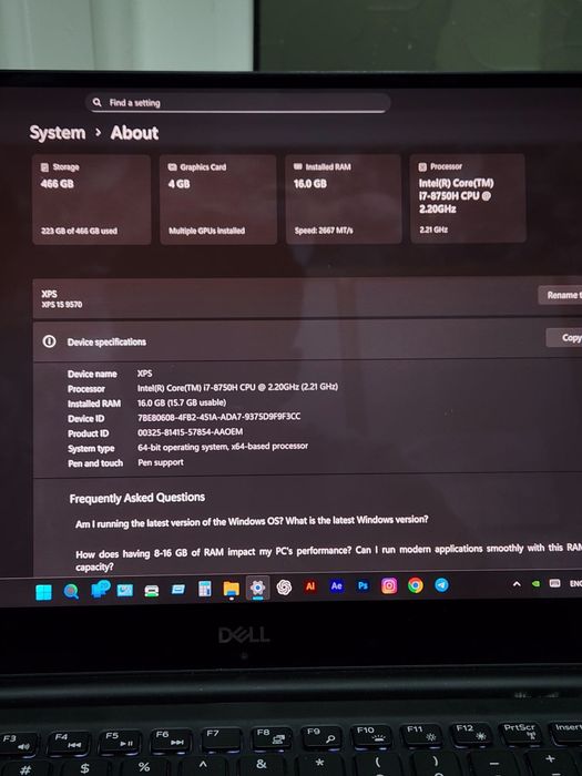 DELL XPA 15  Core i7  Win11  Sumka sovg'aga