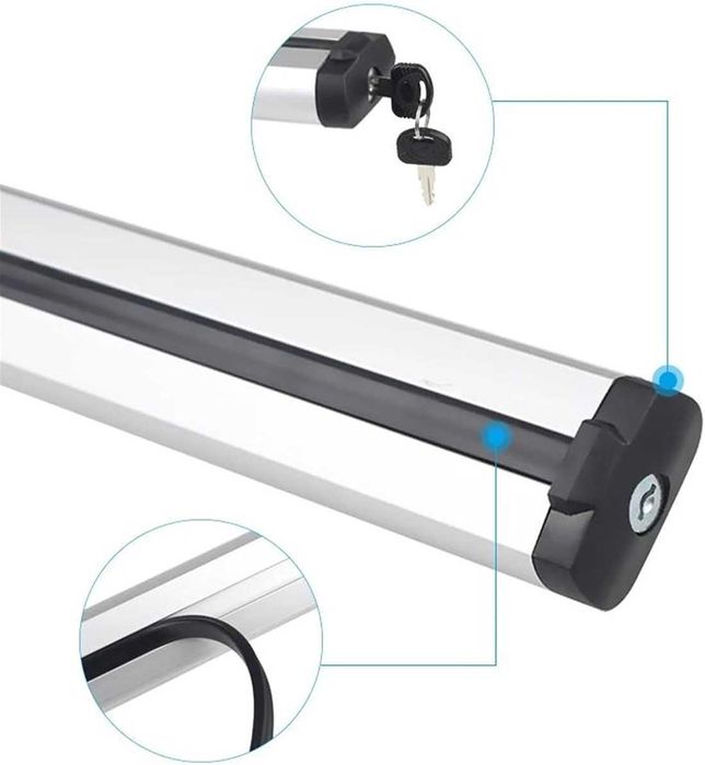 Универсални алуминиеви напречни греди за багажник - 132см. с Ключ.