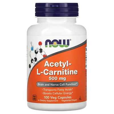 NOW Foods, Ацетил-L-карнитин, 500 мг. Acetyl-L-carnitine