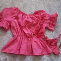 Bluza - camasa roz cu volanase S / M
