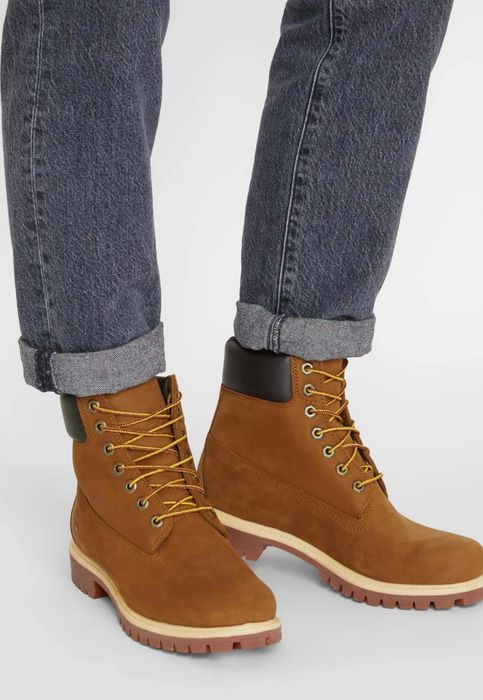 Bocanci Timberland din piele premium cu sireturi pentru barbati
