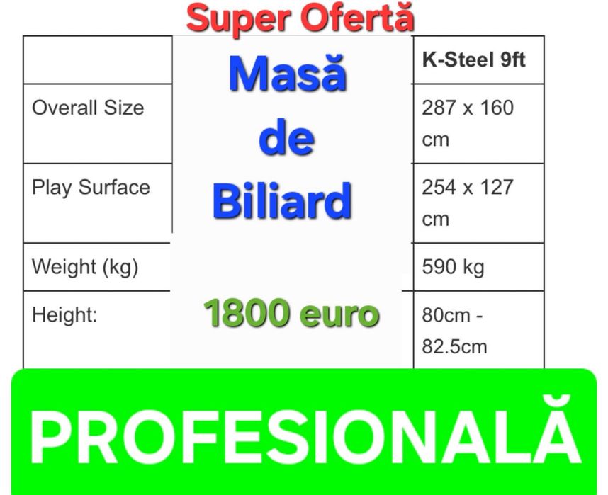 Mese de biliard profesionale SAM 9’’