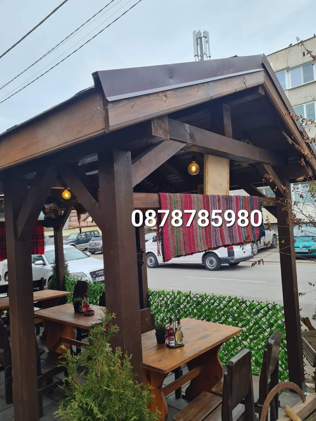 Дървени навеси Дървени бараки беседки козирка тераси конструкции
