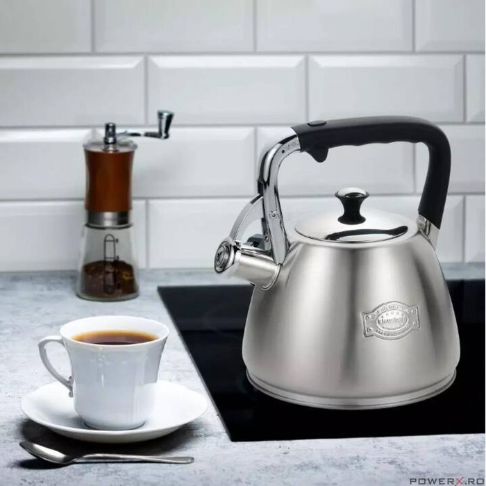 Fierbator argintiu cu fluier, aluminiu, 3L, ceainic, Klausberg