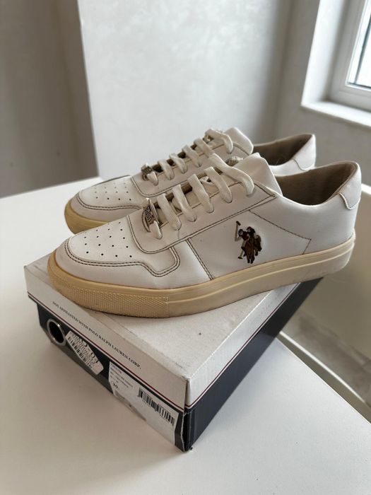 Papuci US Polo albi, mărimea 39