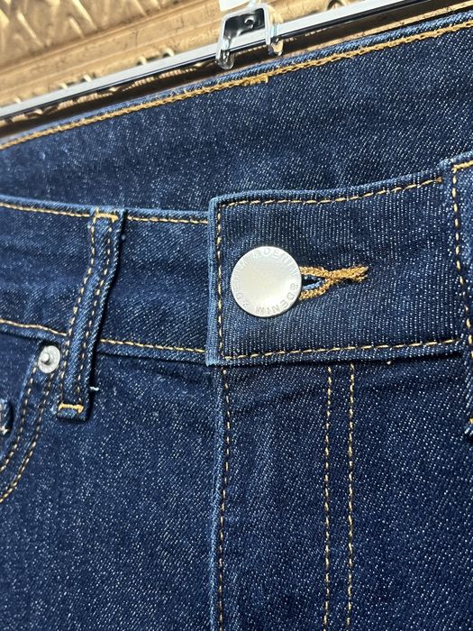 Blugi H&M, talie joasă, bootcut, albastru intens