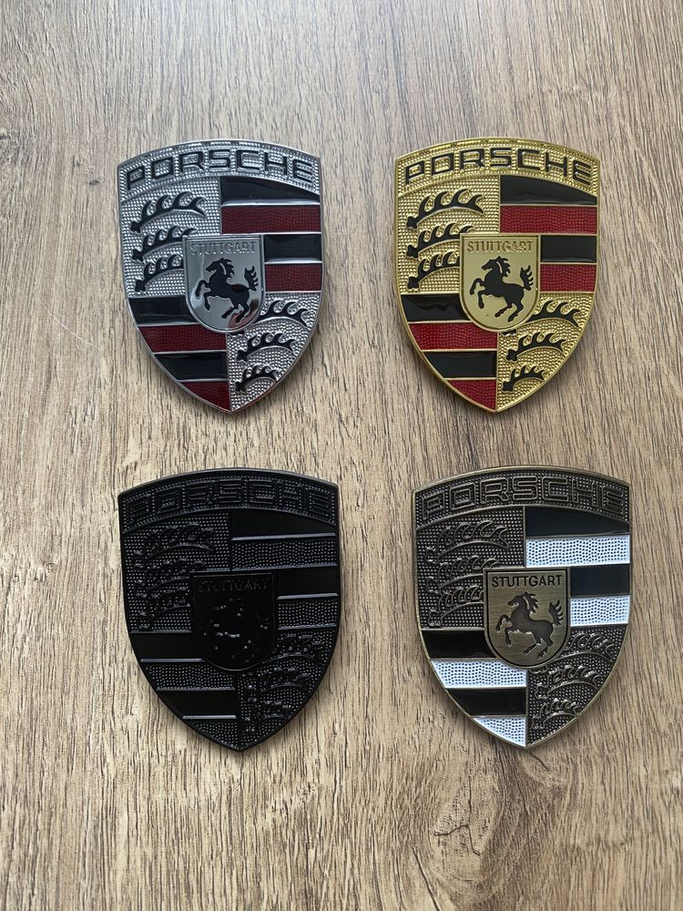 Emblema Semn Logo Stema Capota Porsche Negru Auriu Argintiu Bronz