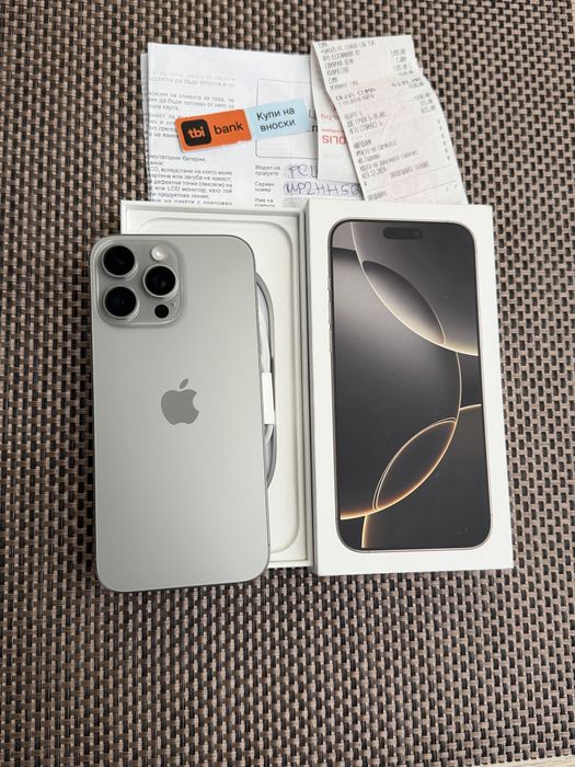 КАТО НОВ! *ЛИЗИНГ* iPhone 16 Pro Max 256Gb Natural Titanium / 24М Гар
