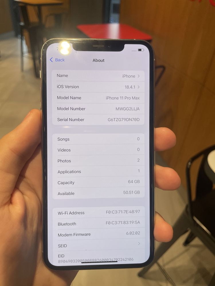 Iphone 11 pro max 64/87 идеал хч кати кирилмаган дода сотсотяние