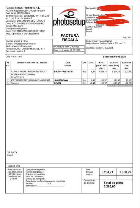 Fujifilm XT-50 NOU - factura SI GARANTIE
