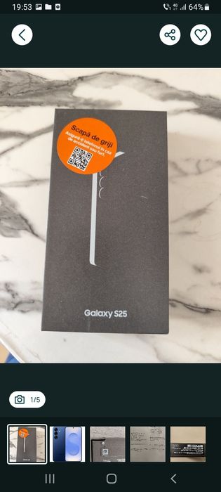 Vând Samsung S25 sigilat albastru închis