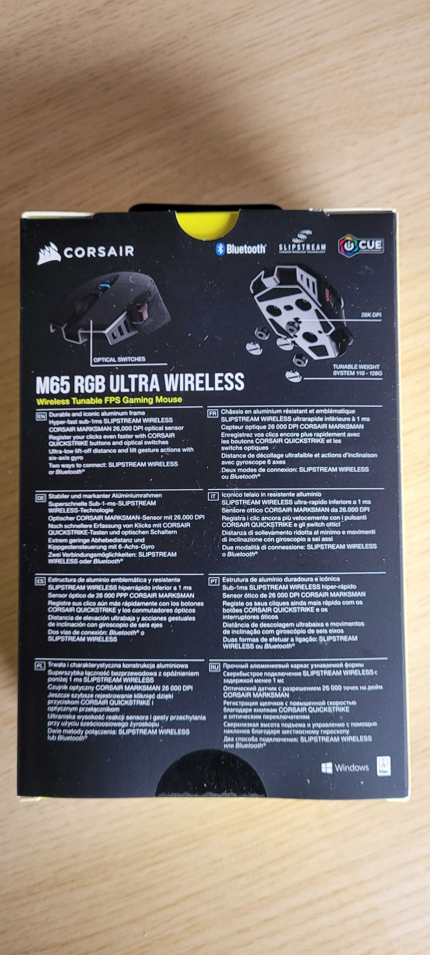 Mouse gaming wireless Corsair M65 Ultra, iluminare RGB,  26k -sigilat