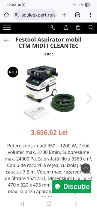 Festool Aspirator mobil CTM MIDI I CLEANTEC