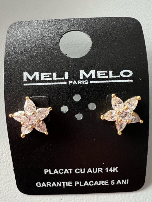 Cercei Meli Melo placați cu aur 14k model floare noi