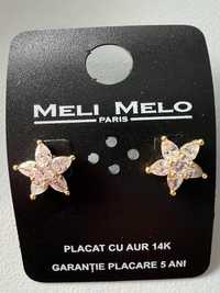 Cercei Meli Melo placați cu aur 14k model floare noi