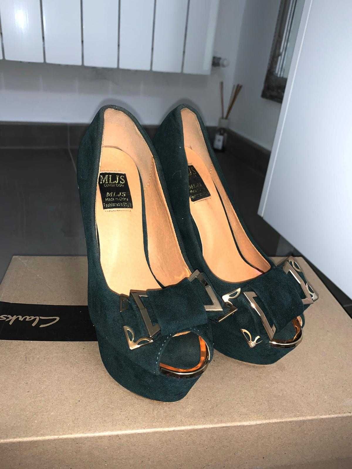 Pantofi cu platforma verzi, marime 35