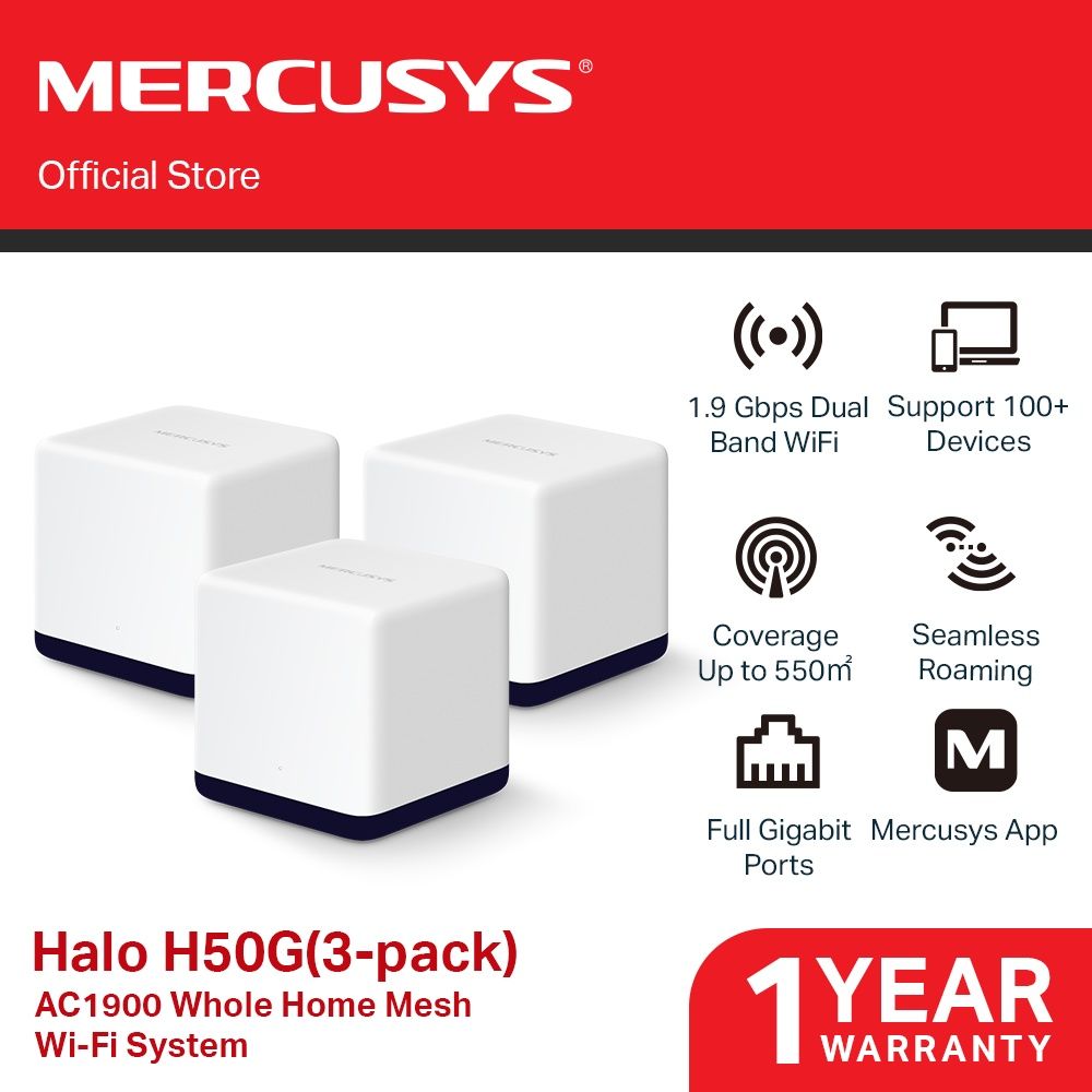 Router Wi-Fi Mesh Mercusys Halo H50G(3-pack), AC1900, Full Gigabit