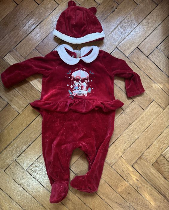 Lot doua salopete si o rochita craciun 6 luni sergent major