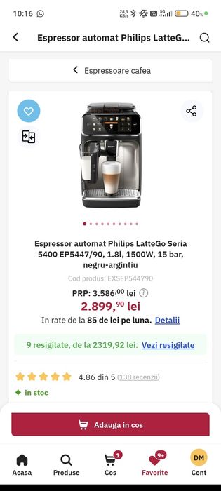 Vând Expresor Philips Seria 5400