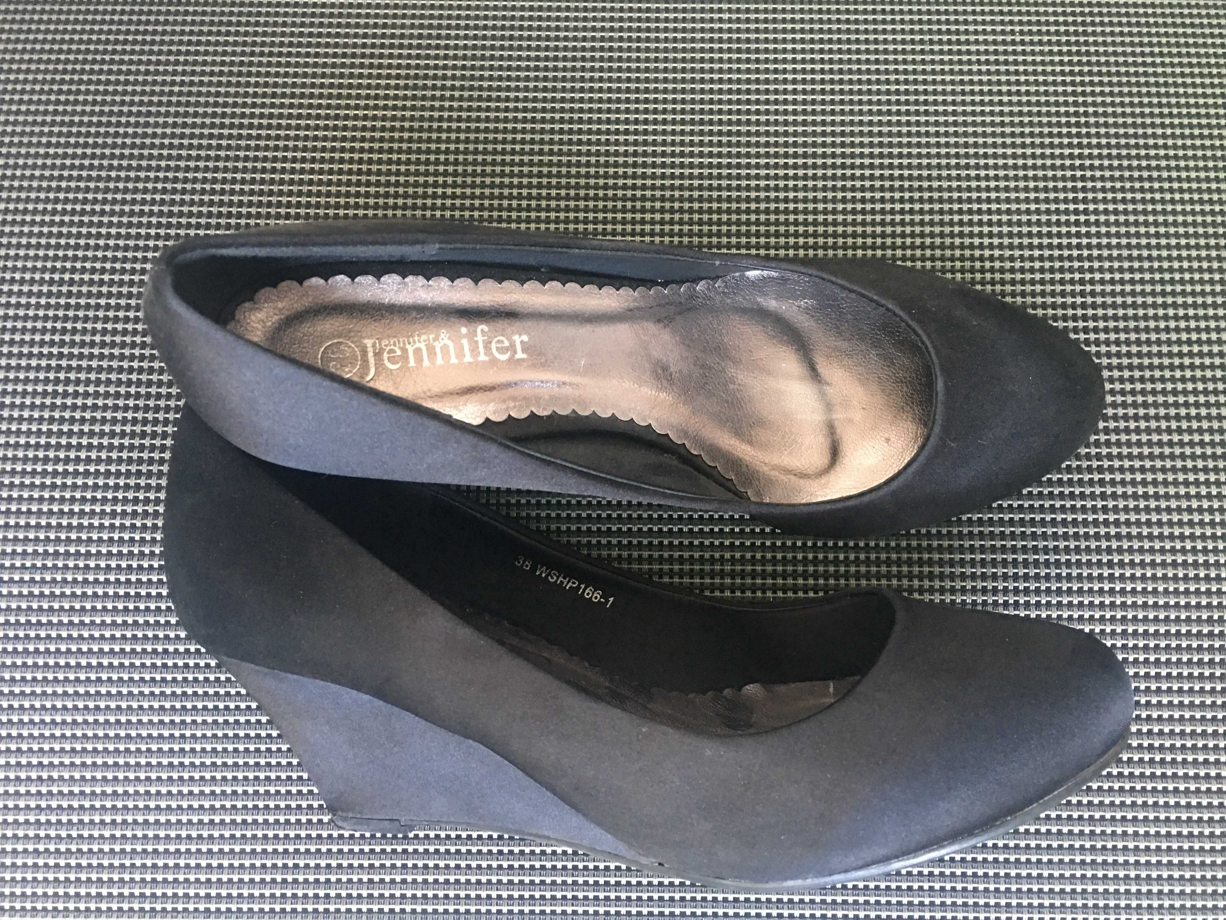 Pantofi dama, negru, sidefat, noi, marime 38, talpa ortopedica 4 cm