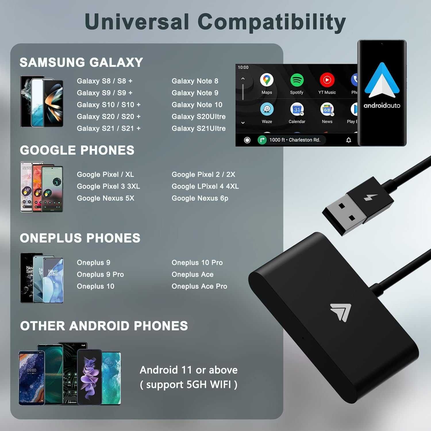 Android Auto безжичен адаптер wireless adapter