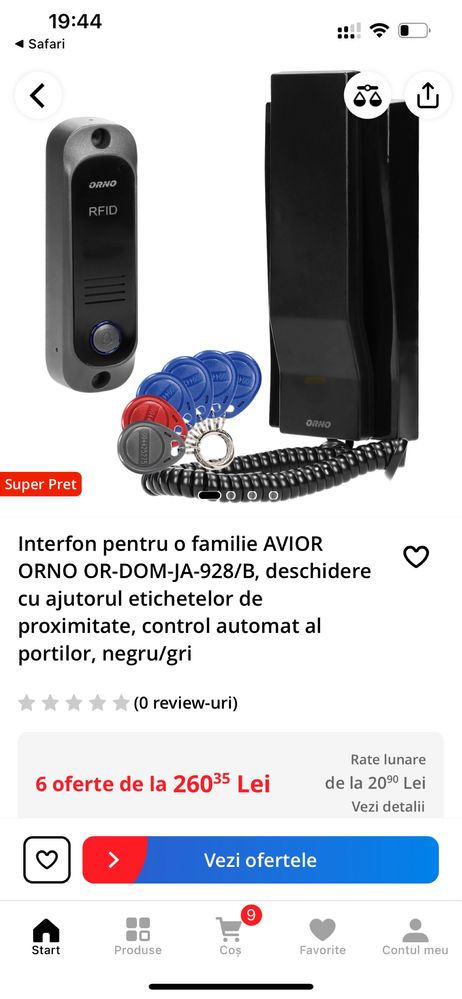 Pachet interfon acces cartela + inchizatoare electronica