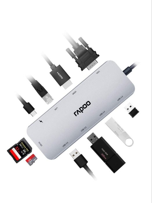 Rapoo XD200C (мультифункциональный адаптер, USB‑C hub 10в1)