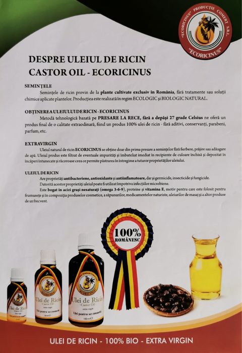 Ulei de ricin produs in Romania