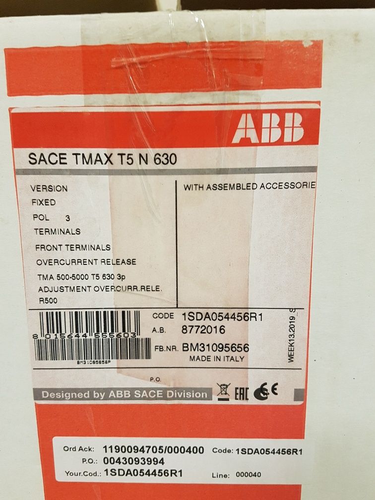 ABB Автомат SACE TMax T5 N 630А PR 3P 36кА регулируем