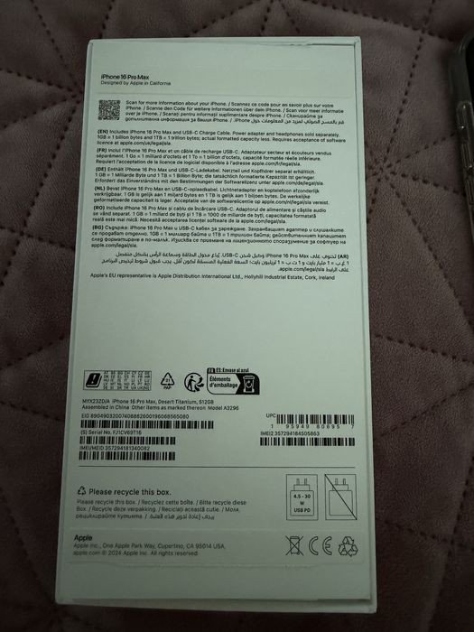 Iphone 16 pro max desert titanium 512gb