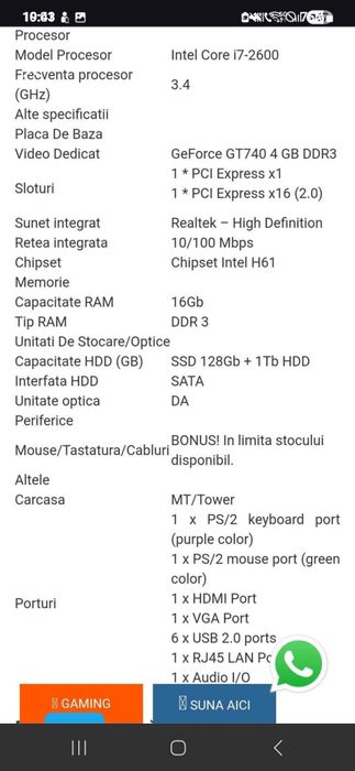 PC Gaming procesor I7