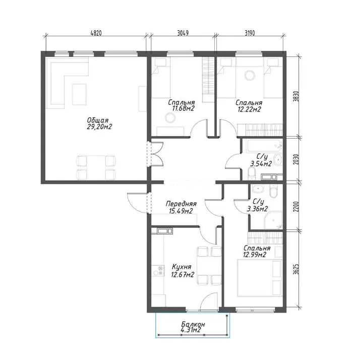 4-комнатная квартира, 102.4 м², евро, Assalom Dormon эт7/9 с балконом`