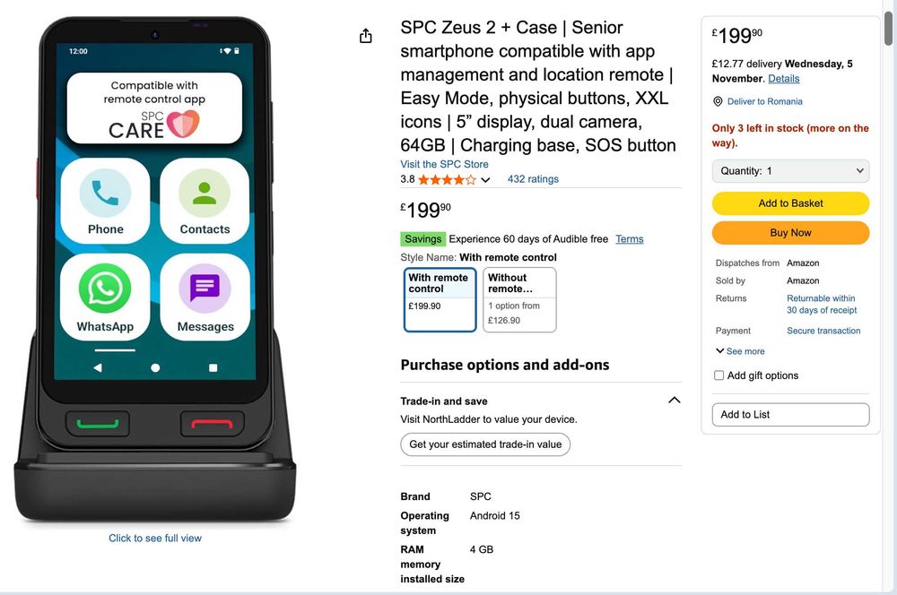 SPC ZEUS 2 telefon pentru seniori