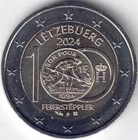 LUXEMBURG moneda 2 euro comemorativa 2024_100 de ani de franci, UNC