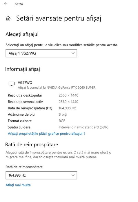 Monitor Gaming curbat LED VA ASUS TUF VG27WQ 27” WQHD 165Hz FreeSync