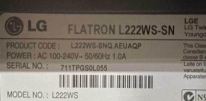 Monitor LG FLATRON L222WS-SN functional care vine însoțit cu accesorii