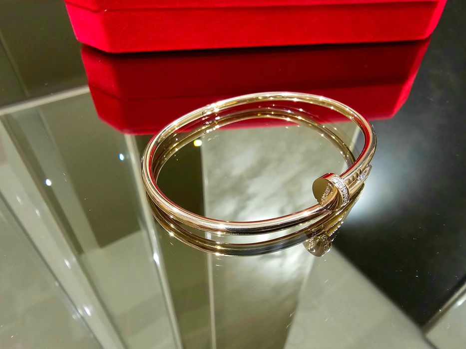 CARTIER Nail Juste un Clou Small Thin Rose Gold Diamonds Гривна Пирон