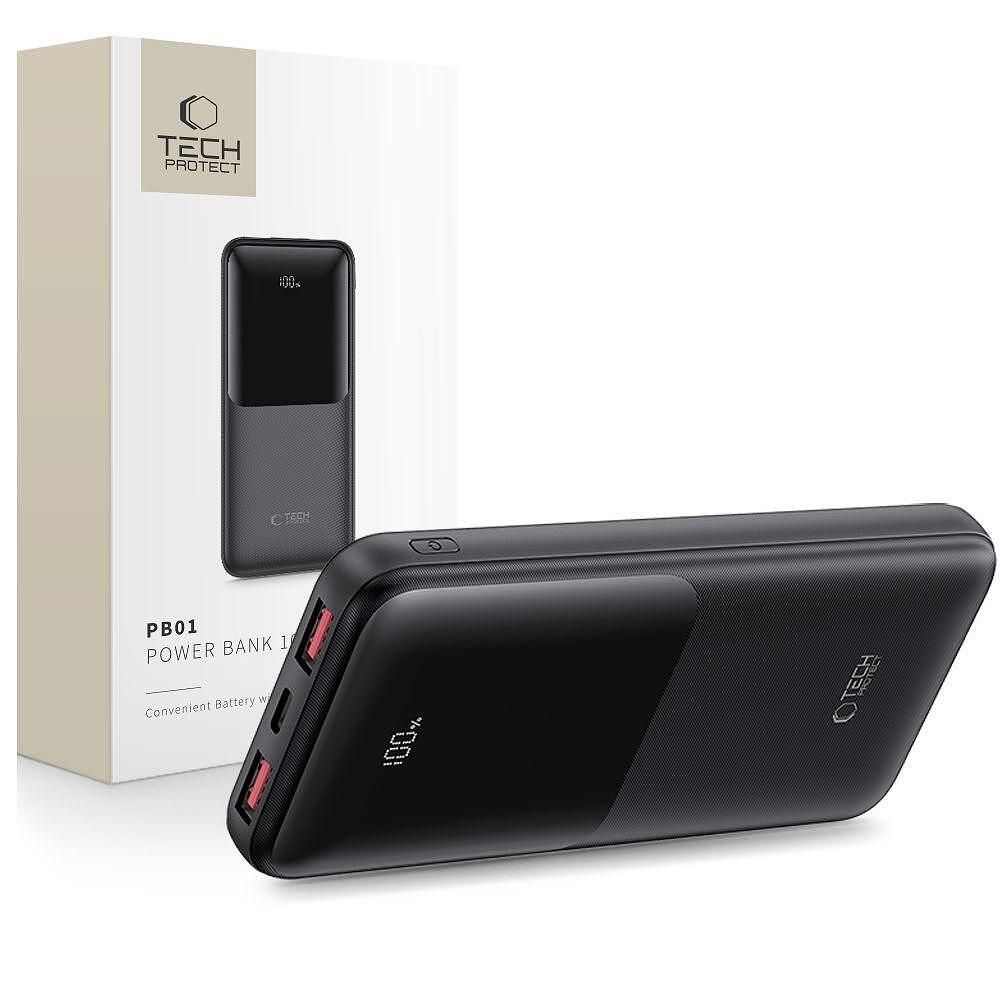 Допълнителна батерия tech-protect pb02 power bank 10000mah 22.5w черна