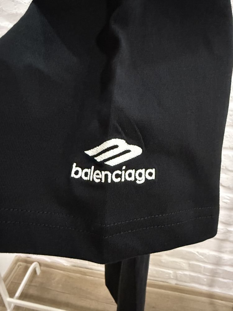 Мъжка тениска Balenciaga 3B Logo-Embroidered Skiwear Black T-shirt