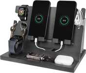 Organizator de birou cu dock telefon/tableta, din lemn, de la 250RON