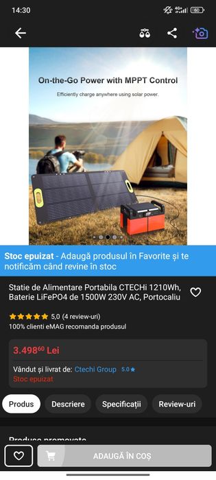 Statie portabila de incarcare 1.2 kw