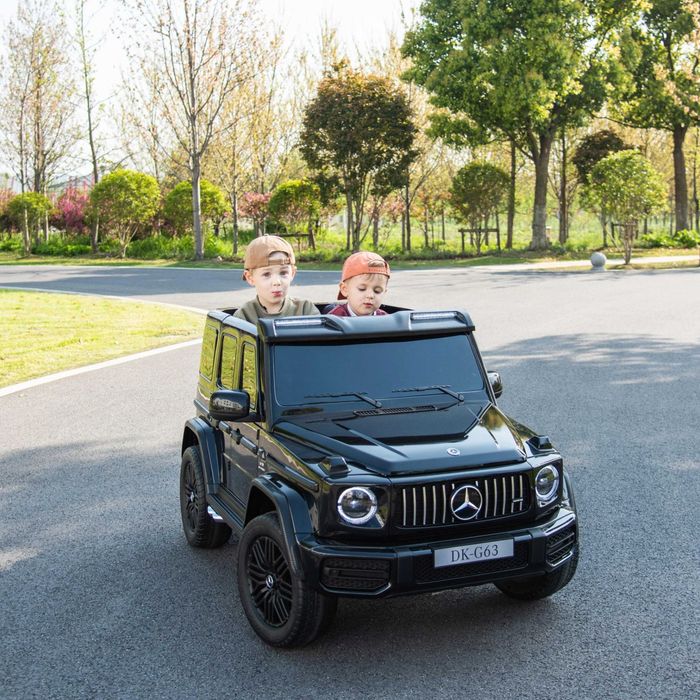 Двуместна джип G63 4X4 24V батерия,MP3, с меки гуми с Кожена седалка